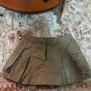 Olive Green Cargo Pleated Skort